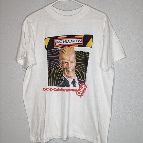Vtg 80's Max Headroom 1985 Catch The Wave Coke Graphic T Shirt Sz XL